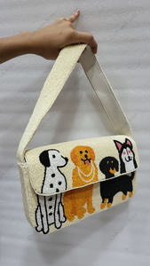 Sac à main de luxe en perles entièrement fait à la main en Inde, motif chien, pochette pour femme, soirée, mariage - Product Image 2