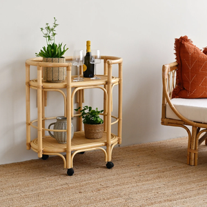 Carrito de servicio de bebidas de ratán tropical: carrito de Bar hecho a mano para lugares frente a la playa y restaurantes finos - Product Image 2