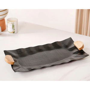 Superior Quality Silver Metal Chocolate Sweets Serving <b>Tray</b> With <b>Gold</b> Handle Unique Design Chocolate Sweets Serving Dish On-Sale - Product Image 4