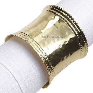 Luxury <b>Hammered</b> Look Brass Napkin Rings Gold Finished Round Napkin <b>Holder</b> for Home Wedding Dinner Table Decorative - Product Image 4