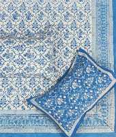 Parure de lit en coton biologique tissé, imprimée à la main, teinte végétale, motif floral, couvre-lit durable, linge de maison fait main, chef-d'œuvre artisanal