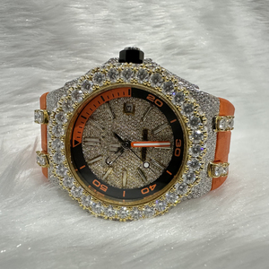 Big Faceที่กําหนดเองเต็มรูปแบบหรูหราOrange BandฮิปฮอปเพชรVVS Moissaniteกลไกอัตโนมัตินาฬิกากีฬาสําหรับผู้ชาย - Product Image 6