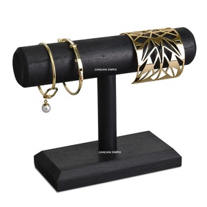 Présentoir à bijoux en bois noir pour colliers, boucles d'oreilles et bracelets Organisateur de vente au détail artisanal pour boutiques, exposition - Product Image 1