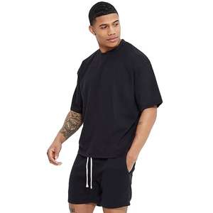 Ropa deportiva de algodón personalizada para hombre, conjunto doble corto, novedad de verano, camisetas informales, cintura elástica, ajustado, logotipo personalizado, Affordab - Product Image 5