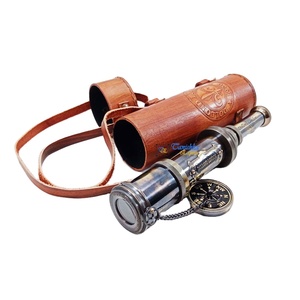 กล้องโทรทรรศน์ทองเหลืองโบราณพร้อมเคสหนังสำหรับการเดินป่ากล้องส่องทางไกลสำหรับการตกแต่งบ้านที่สมบูรณ์แบบ - Product Image 4