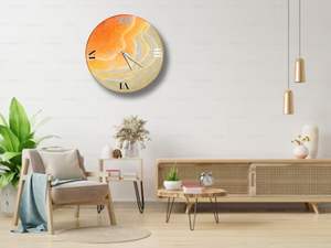 Horloge de maison de luxe, art en résine fait main, thème océanique, moderne, étanche, surdimensionnée, veilleuse, décoration de mariage, décoration de salle à manger - Product Image 3