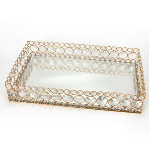 Bandeja rectangular para servir comida de diseño único moderno, organizador de pulido de hierro personalizado, asas de superficie larga, decoración del hogar, Crysta - Product Image 3