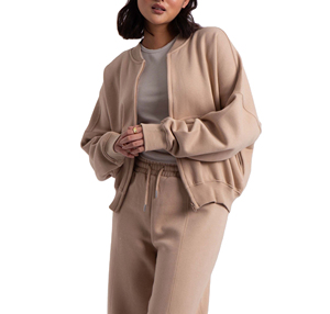 Fait sur mesure 100% coton 400 GSM lourd fermeture éclair femmes survêtements respirant coupe ample Hip hop survêtements pour femmes - Product Image 3