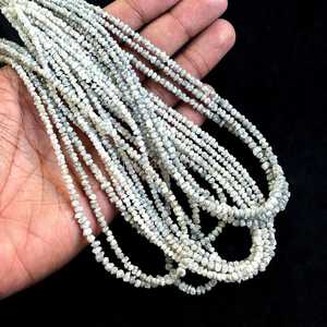 Cuentas de Diamante Natural Blanco Grande Sin Cortar de 3-4.5mm, Cuentas de Diamante Sueltas Genuinas, Hilo de 16 Pulgadas para Fabricación de Joyería al por Mayor - Product Image 2