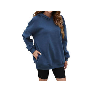OEM personalizado mujeres sudaderas con capucha de gran tamaño sudaderas con capucha de lana Casual manga larga pulóver suelto ligero - Product Image 5