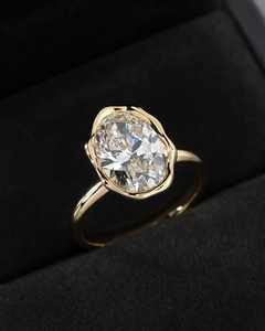 Anillo de Diamantes de Lujo con Engaste de Media Montura, Plata S925, Chapado en Oro de 18k, Anillos de Moissanita de 2CT, Anillo de Moissanita Certificado por GRA - Product Image 3