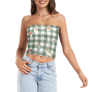 เสื้อเกาะอกพิมพ์ลายคริสต์มาสคุณภาพสูงด้วยเทคนิคการพิมพ์แบบซับลิเมชั่น - เสื้อทูปท็อปธีมป่าที่หวานละมุนและสง่างามสำหรับผู้หญิง - Product Image 1