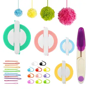 High Quality DIY Fluff Ball <strong>Weaver</strong> Knitting Needle Craft Set Includes Plastic <strong>Scissors</strong> and Pompom Makers Tool Sewing Accessory - Product Image 1