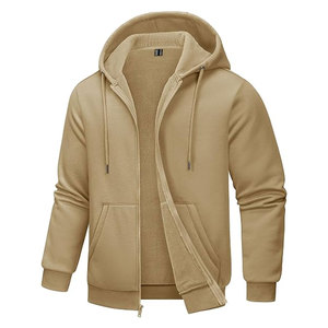 Sudadera con capucha y cremallera para hombre con forro polar 100% algodón bordado al aire libre térmico Atlético Casual otoño ropa deportiva - Product Image 3