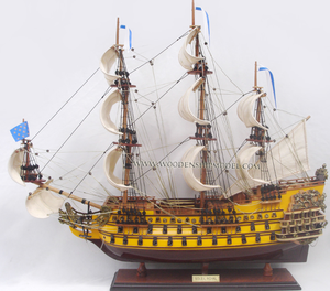 OLD TALL SHIP LE SOLEIL ROYAAL PAINTED / <b>WOODEN</b> SHIP <b>MODEL</b> / HANDICRAFT OLD SHIP <b>MODEL</b> - Product Image 4