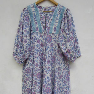 2025 New Arrival Cotton Ditsy Flower Printed A-Line Long Maxi <b>Dress</b> for Women Casual Indian Wear Natural Waistline Button - Product Image 1