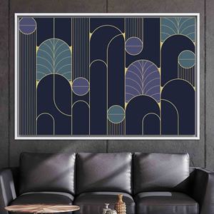 Modern Purple Glass Wall Art: Abstract Geometric Printed Canvas,WHITE <b>FRAMED</b> CANVAS - Product Image 1