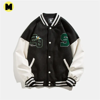 Veste boutonnée pour homme, personnalisable avec logo, col montant en toile, patchs en chenille, respirante, confortable, séchage rapide, style urbain hivernal