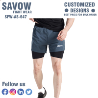 Shorts de sport 2-en-1 pour hommes à taille haute avec cordon de serrage, doublure de compression intégrée, anti-humidité et motif avant
