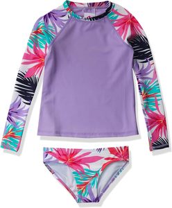 Camiseta de Manga Larga para Niñas, Tejido Refrigerante, Costuras Planas, Protección Solar UPF50+, Spandex/Poliéster, Diseñada para Actividades Acuáticas - Product Image 1