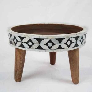 Cuenco de lujo de madera pulida madre perla para servir aperitivos ensaladas postres obsequios ecológicos hechos a mano de alta calidad - Product Image 6