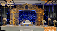 Scène de mariage ouverte avec piliers en cristal, décoration de scène pour grande cérémonie de mariage tamil, scène de réception de mariage tamil