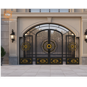 Puerta de Entrada Doble de Hierro Forjado, Moderna y de Lujo, Antirrobo, Segura y Duradera para Exteriores, para Villa, Fabricada en Vietnam - Product Image 2