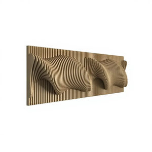 Decoración de Pared Ondulada de Madera Hecha a Mano con Diseño Art Deco y Base de Soporte Metálica Moderna, Juego de Varias Piezas para Cumpleaños y Hogar - Product Image 1