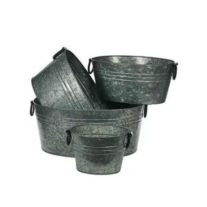 En gros Vintage Jardin Décoratif Jardinières Plantes Conteneur Forme Personnalisée Galvanisé À La Main Jardinières Avec Support À Vendre - Product Image 4