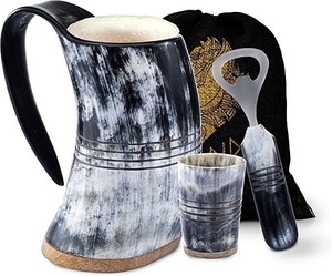 Taza de cuerno de bebida Vikingo, copa de buey hecha a mano, bebida de hidromiel y cerveza como héroes de Juego de Tronos con esta gran cerveza - Product Image 1