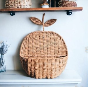 Groothandelsprijs Hangende Geweven Plantenbak Aan De Muur Gemonteerde Mand Opknoping Plant Potten Rieten Rotan Mand Voor Huis Muur Decor Tuin - Product Image 1