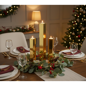 Candelabro Dorado de Acero Inoxidable, Portavelas Metálico para Velas de Té - Product Image 1