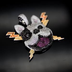 จี้โลโก้ชุบโรเดียม เงินแท้ 925 ประดับเพชรโมอิสซาไนต์ VVS1 ระยิบระยับ สไตล์ฮิปฮอป - Product Image 3