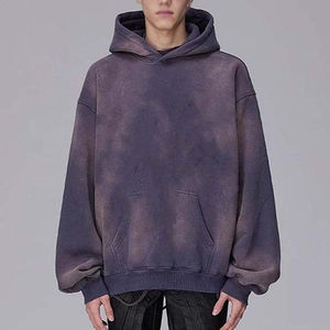 Men Oversized Vintage Sun Fade Hooded Knitted Acid Washed with Lined Design Distressed Cropped Men Hoodie Made By Isha Industry - Product Image 4