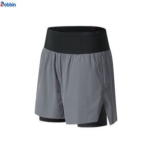 Shorts pour hommes personnalisés à double couche avec poche, shorts de sport confortables, shorts de course, shorts d'entraînement, élastiques, respirants, pour la remise en forme - Product Image 2