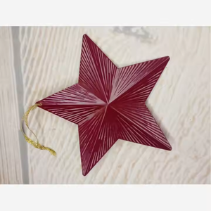 Ornements classiques vente chaude couleur rouge foncé métal étoile noël ornement suspendu décoration occidentale disponible prix les moins chers - Product Image 1