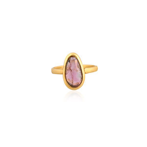 Piedra preciosa de turmalina Natural, Plata de Ley 925 sólida, anillo de moda chapado en oro amarillo, regalo perfecto para ella, joyería de moda - Product Image 1