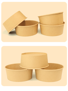 Custom Logo Kraft Paper Bowl 700-1000ml with Lid <b>Disposable</b> Food Container for Takeaway Soup Salad Food Packaging - Product Image 4