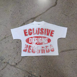 Custom Logo Heavy 100% Cotton Oversize <b>Tshirt</b> Blank Mock Neck Heavyweight Oversized Boxy T Shirt Cropped Boxy T Shirt Men - Product Image 1