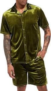 Survêtements de bonne qualité personnalisés pour hommes survêtements t-shirt ensembles courts velours vierge costumes de survêtement en velours hommes 2 pièces ensembles jumeaux respirant - Product Image 4