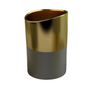 Maceta de Metal de Diseño Cilíndrico en Color Dorado y Gris, Hecha a Mano, para Decoración con Plantas Verdes, Maceta Moderna para Flores - Product Image 2