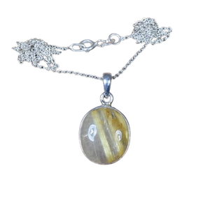 จี้แฟชั่น rutile สีทอง925สเตอร์ลิงเงินจี้อัญมณีทำด้วยมือเครื่องประดับออกแบบทรงกลมของขวัญจี้สำหรับเธอ - Product Image 1