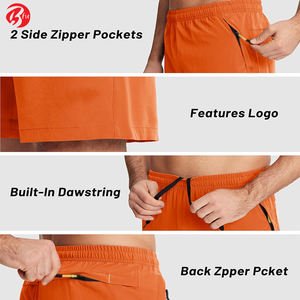 En couleur orange uni nouveau style logo personnalisé shorts d'extérieur pour hommes shorts de jogging pour hommes nouveauté jogger jogging shorts - Product Image 4