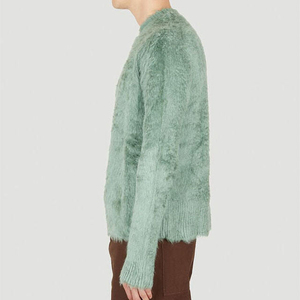 Suéter de Punto Verde para Hombre, Personalizado OEM y ODM 2025, Suéter de Mohair Transpirable de Manga Larga para Invierno - Product Image 3