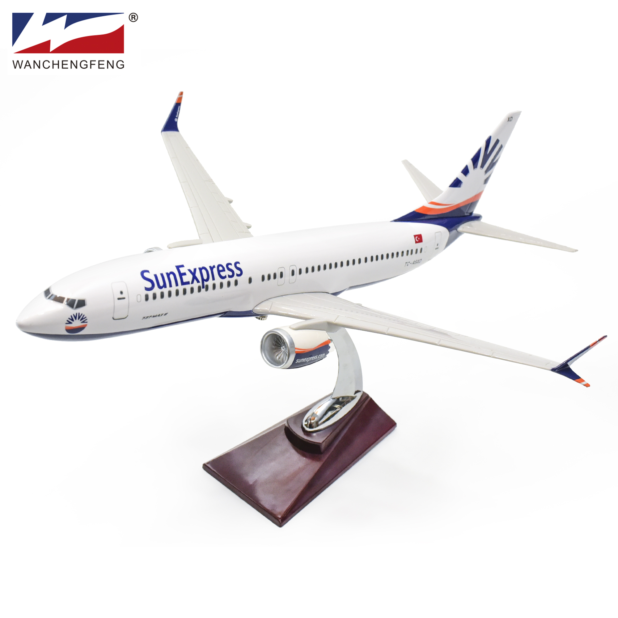 SunExpress Boeing B737-800 Plane Model 1:100 Scale Handmade Resin