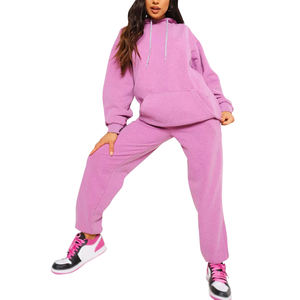 Conjunto de Dos Piezas de Sudadera con Capucha y Pantalones Deportivos Gruesos para Mujer, Ropa Deportiva de Otoño e Invierno, Venta al por Mayor - Product Image 1