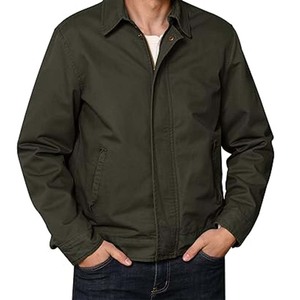 Veste en toile et cuir légère décontractée pour homme, col montant, fermeture éclair, imperméable, coupe-vent, durable, respirante - Product Image 4