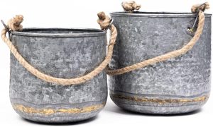 Cesta de maceta galvanizada de diseñador, diseño increíble, decoración de césped, forma ovalada, maceta de flores Vintage a precio de exportación - Product Image 4