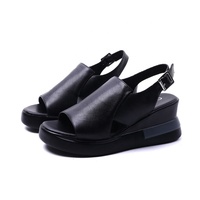 Sandalen New Fish Mouth Design Dicke Sohle One Strap Wedge Heel Damen Sandalen zum Einkaufen
