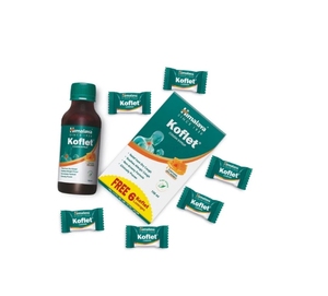 น้ำเชื่อมแก้ไอรุ่น Himalaya Koflet ขนาด100มล. พร้อมสารเพิ่มความเย็น6ชิ้น